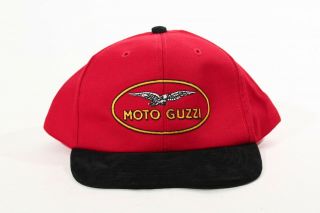 Vintage Moto Guzzi Motorcycle Hat Red / Black Classic Logo