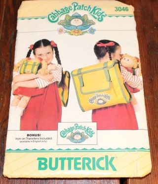 Vintage Cabbage Patch Kids Butterick Pattern 3046 Backpacks Uncut Complete