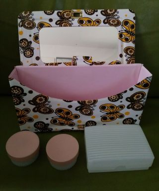 Celebrity Vtg 1960s Cosmetic Toiletries Vinyl Carry Case Travel Kit Mod Floral