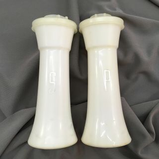 Vintage Tupperware Hourglass 6 " Pepper & Salt Shakers 718 White No Lids,  Flaws