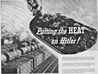 1942 American Railroads Vintage Print Ad Coal Wwii Putting The Heat On Hitler