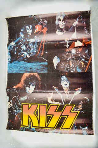 Vintage Kiss Poster Rock Band Gene Peter Ace Paul Music 1979 Aucion