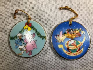 Vintage Disney 2 Mickey’s Christmas Carol Disneyland Ornaments Ceramic