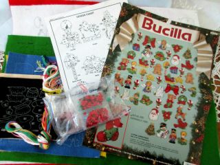 Vtg 1991 Bucilla Lotsa Christmas Ornament Kit 1 Missing/1 Started