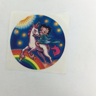 Vintage 80 ' s Lisa Frank Rainbow Unicorn Betty Boop Christmas Dated Stickers A1 4