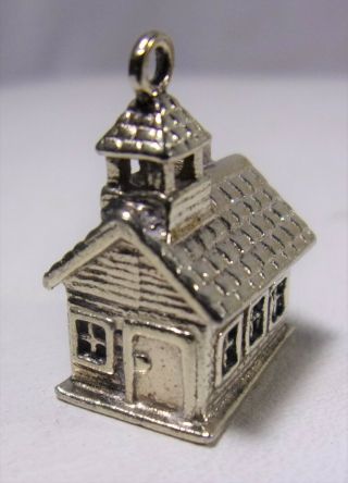 Vintage Mid Century Sterling Silver Miniature Church Chapel Charm Pendant 3/4 "