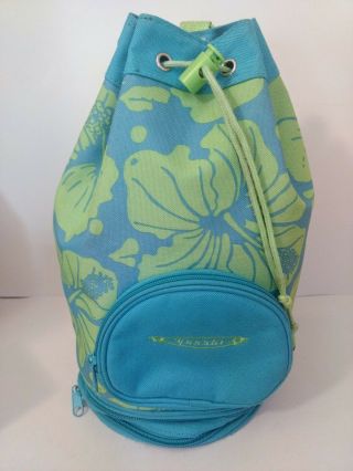 Vintage Speedo Blue Green Tropical Pattern Gym Backpack Crossbody Bag Beach