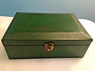 Vintage Mele Jewelry Box.  Dark Green 50 