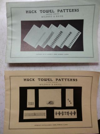 Vintage Huck Weaving Towel Patterns By Mildred Krieg 2 Booklets