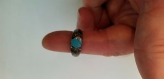 Vintage Sterling Silver And Green Turquoise Ring