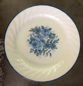 Set Of 8 Vintage Corelle Blue Velvet,  Elegant Rose 7 1/4 " Salad Plates