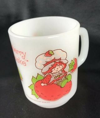 Vintage Anchor Hocking Strawberry Shortcake Coffee Mug 10 Oz Milk Glass Cup