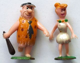 Fred And Wilma Flintstone Flintstones Tinykins Figures Marx 1960 
