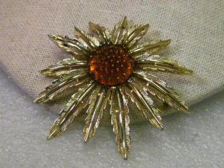 Vintage Gold Tone Sarah Coventry Sunflower Brooch Pendant Combination
