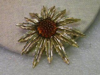 Vintage Gold Tone Sarah Coventry Sunflower Brooch Pendant Combination 3