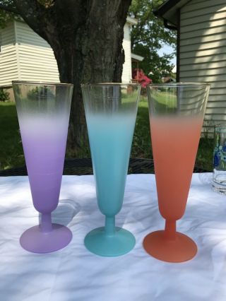 Vintage Mcm West Virginia Glass Blendo Cocktail Glasses Pastels