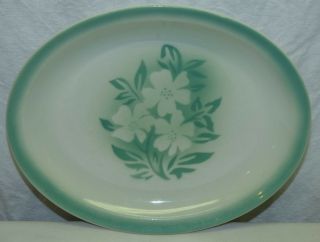 Vtg Mid Century Syracuse China Millbrook Green Flower Airbrushed 8x10 Platter