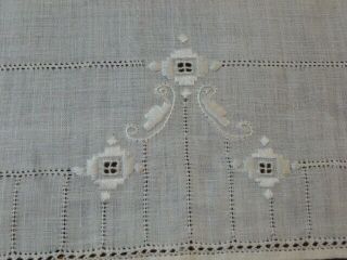 Vintage Hand Embroidered Lefkara Style Linen Table Runner - Dresser Scarf