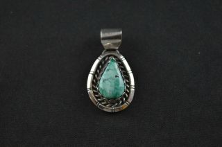 Vintage Sterling Silver Turquoise Stone Drop Pendant - 5g