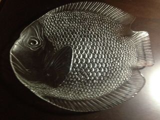 Vintage Clear Glass Fish Shaped Tray Platter 12 1/2 " X15 "