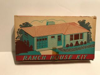 Vintage PLASTICVILLE O SCALE BLUE/WHITE RANCH HOUSE RH - 1 2