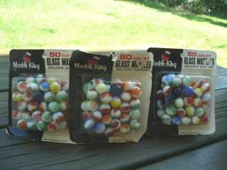 3 Marble King Vintage Glass Marbles 50 Count Package With Shooters