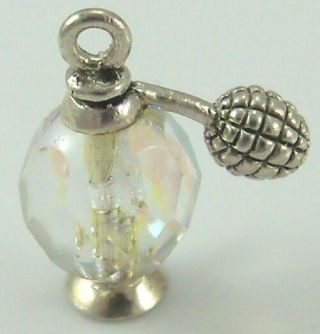 Vintage Sterling Silver/925 3d Perfume Bottle Crystal Charm 1.  5 Grams Ldf31