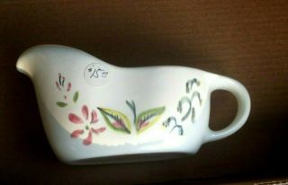 Vintag Red Wing Hand Painted Pottery Floral Design Gravy Boat With Handle Estate