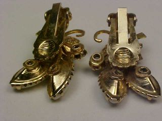 Vintage Goldtone & Iridescent Lucite/Rhinestone Flower Brooch & Earrings Set 5
