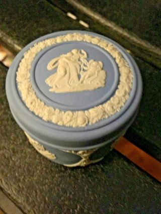 Vintage Wedgwood Jasperware Pale Blue 2 " X 2.  75 " Pill Trinket Box With Lid