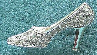 Crystal High Heel Slipper Shoe Pin - Sarah Coventry Jewelry - Sara Cov - Vtg