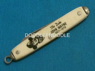 Vintage Usa John Wayne " The Duke " Advertising Pen Knife Knives Pocket Watch Fob