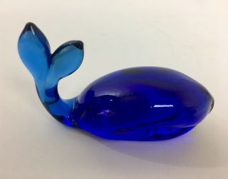 Vintage Pilgram Glass Hand Blown Cobalt Blue Whale