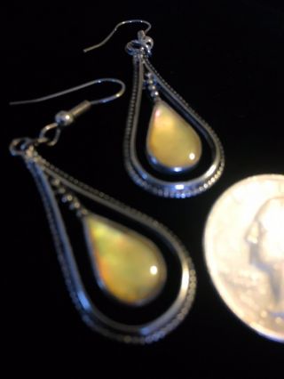 Vintage Sterling Silver Mother Of Pearl Teardrop Earrings