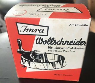 Vintage Imra Wool Cutter Wollschneider For Smyrna Work W/ Box And Blade