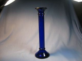 Vtg Cobalt Blue Candlestick Holder Approx 12 " High