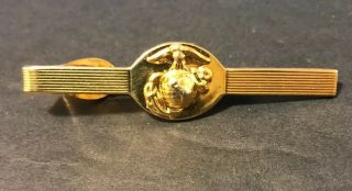 Vintage Marine Corps Navy Tie Bar Clip Clasp Gold Tone T3