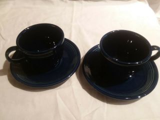 2 Vintage 1936 Fiestaware Tea Coffee Cup And Saucer Black