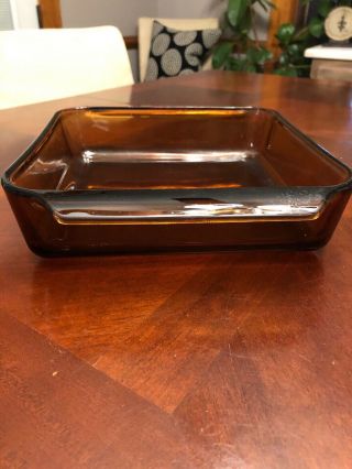 Vintage Anchor Hocking 435 Amber Glass Square Baking Casserole Brownie Dish 8 
