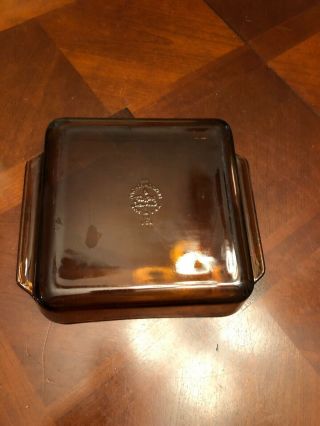 Vintage Anchor Hocking 435 Amber Glass Square Baking Casserole Brownie Dish 8 