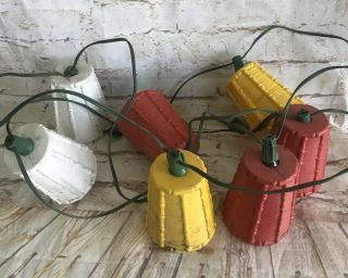 Vintage Tiki Party Lights 7 Blow Mold Lights Made In Usa Camper/pool/patio L@@k