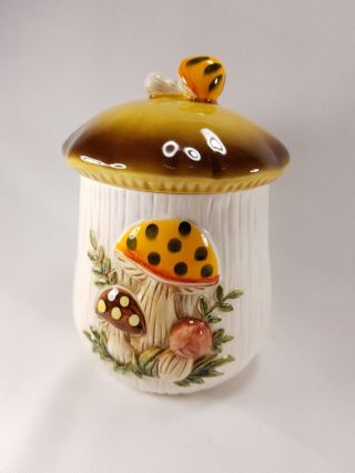 Vintage 1983 Sears Roebuck Merry Mushroom Cookie Spice Jar 7 Inches Tall