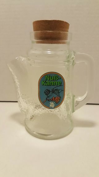 Vintage Wmf Glass Nub - Kanne Nut Dispenser,  Made In Germany.  Peanut Pitcher.