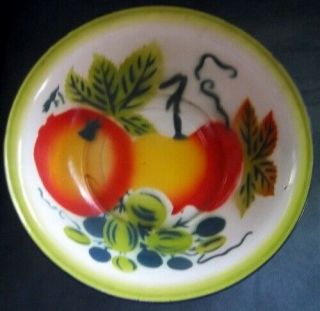 Vintage Enamelware Enamel Large Bowl Fruit Orange Yellow Green 11.  75 "
