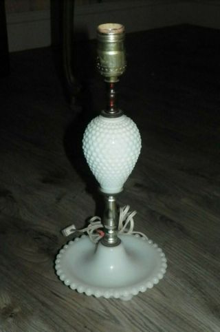 Vintage Milk Glass Hobnail Electric Lamp