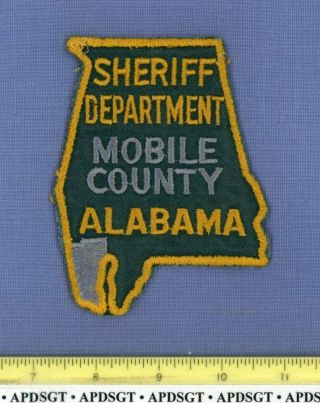 Mobile County Sheriff (old Vintage) Alabama Police Patch State Shape Cheesecloth