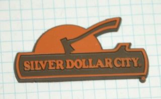 Vintage Silver Dollar City Logo Rubber Refrigerator Magnet