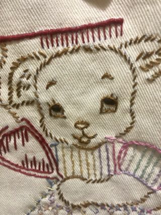 Vintage Embroidered Baby Bib This Little Cat Comb Your Hair 1950’s Adorable