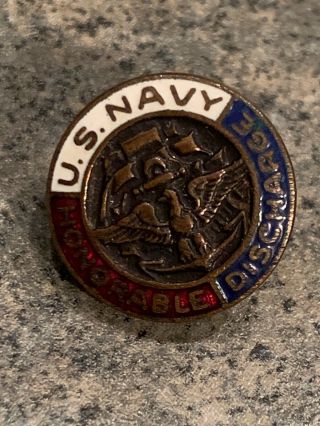 Vintage U.  S.  United States Navy Honorable Discharge Lapel Pin USN WW2.  Screw Back 2