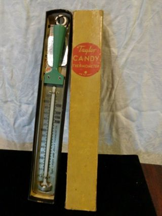 Vintage Taylor Candy And Jelly Thermometer With Box,  Booklet & Tag